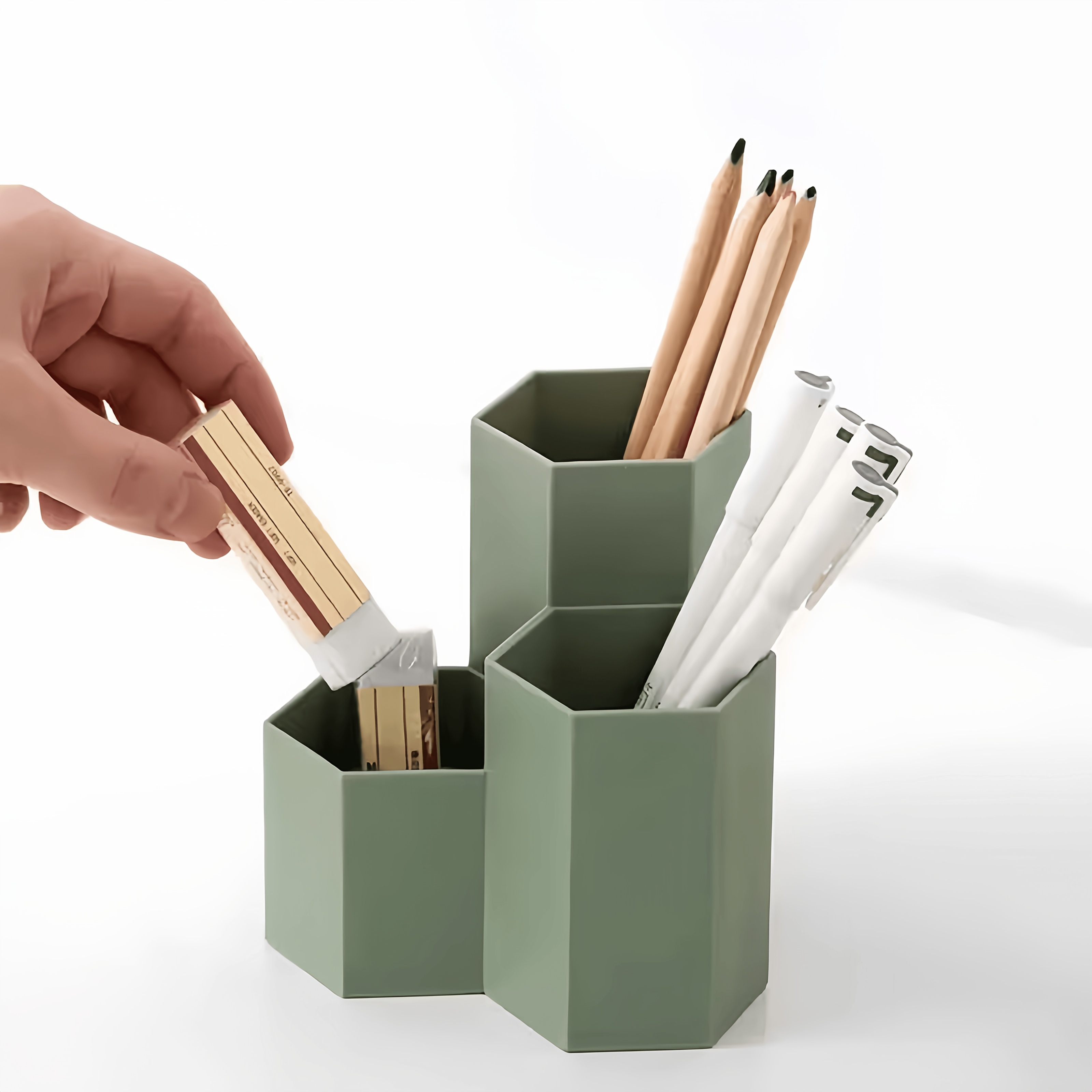 TEMU Nordic Style Desktop Organizer - Space-saving Storage Box, Available In Beige/pink/green, Sturdy Plastic Construction. Suitable For Home Office