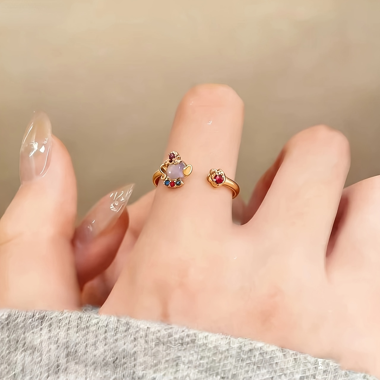 Luxurious French-Style Fairytale Ring with Synthetic Zirconia
