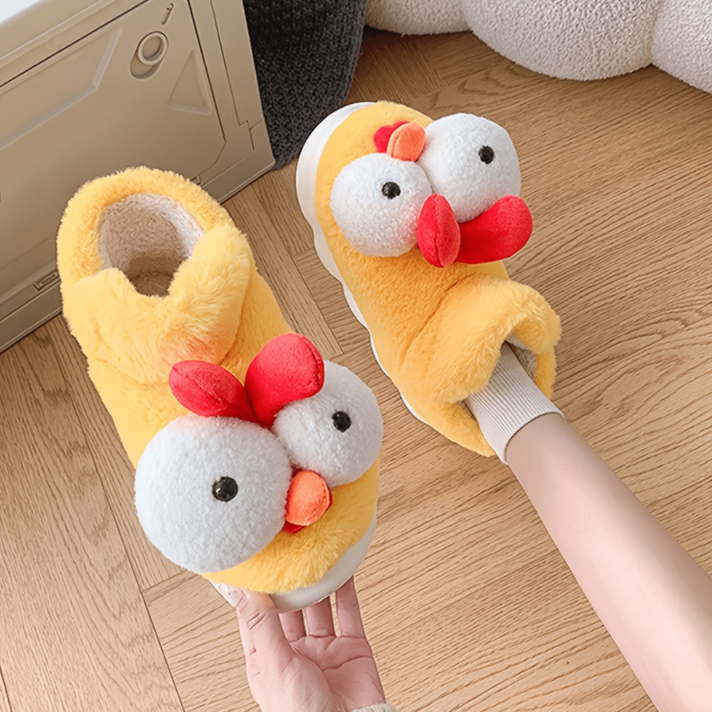 TEMU Cute Chicken Shoes Women Winter Home Indoor Thick Sole Plush Warm Slippers, Women Shoes