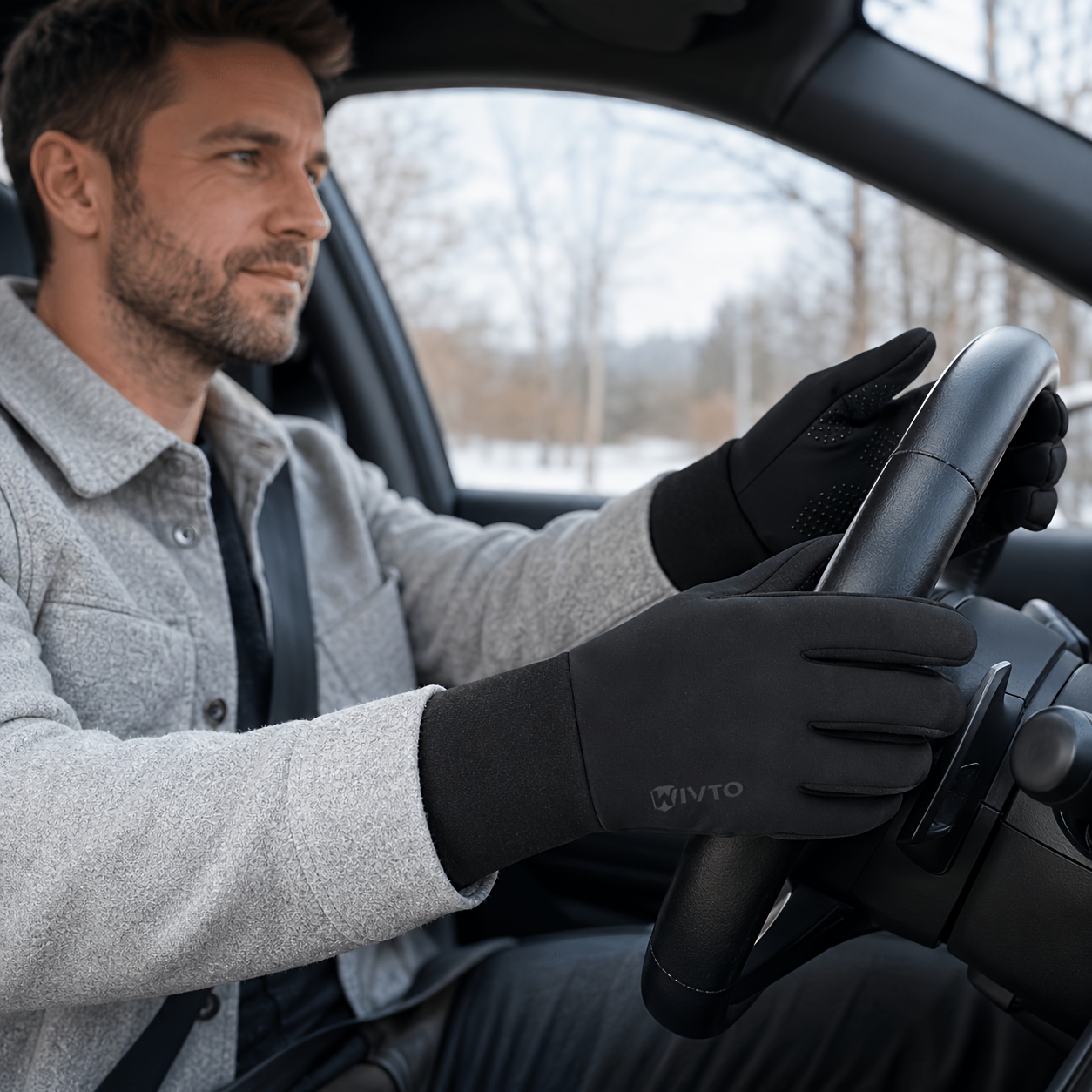 Unisex Touchscreen Gloves for Fall and Winter, Solid Color Full Finger