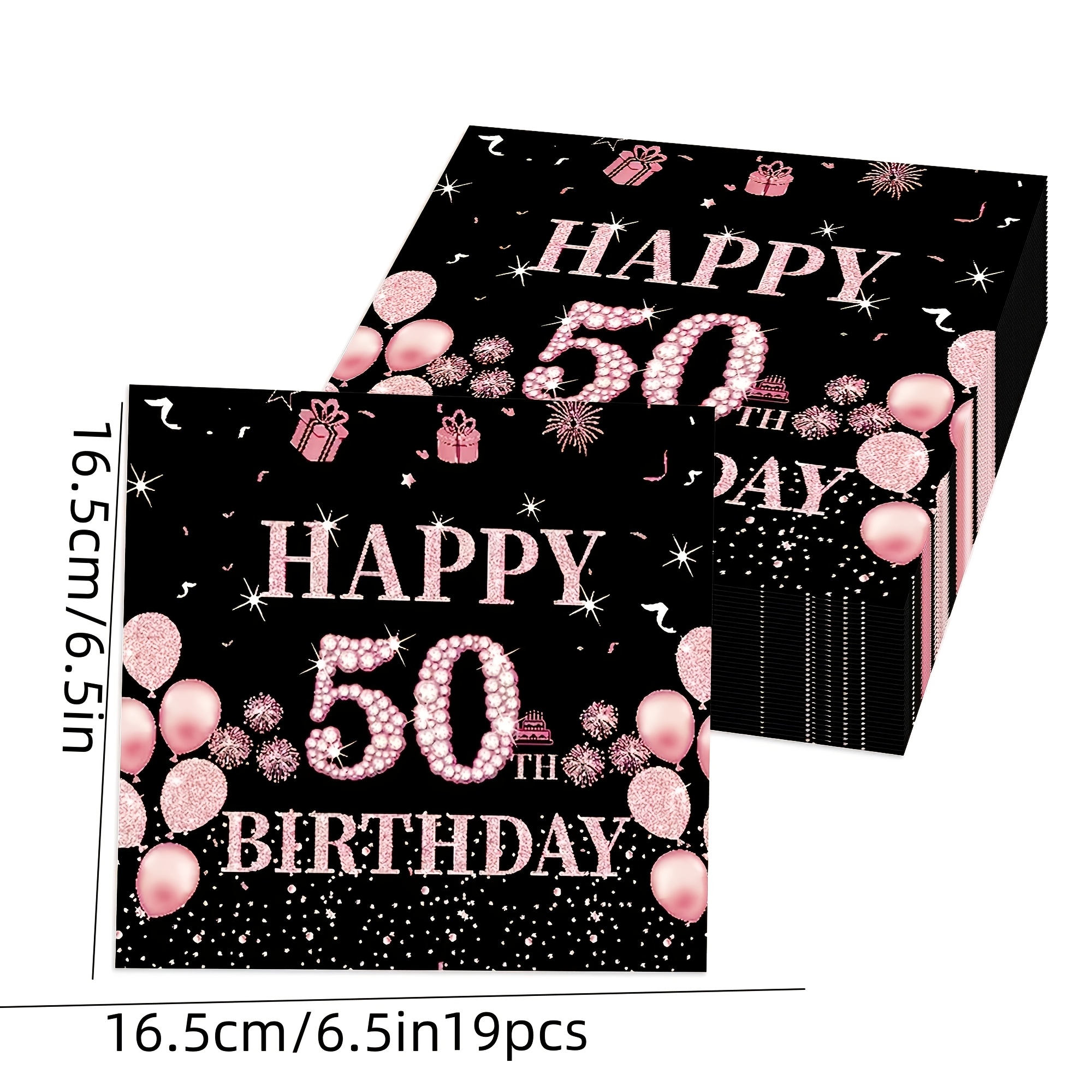 E-shop 19 Stück 39 Stück 59 Stück 50 Jahre alt schwarze roségoldene Geburtstagsfeier Servietten 50 Jahre alt Geburtstagsservietten Partydekoration