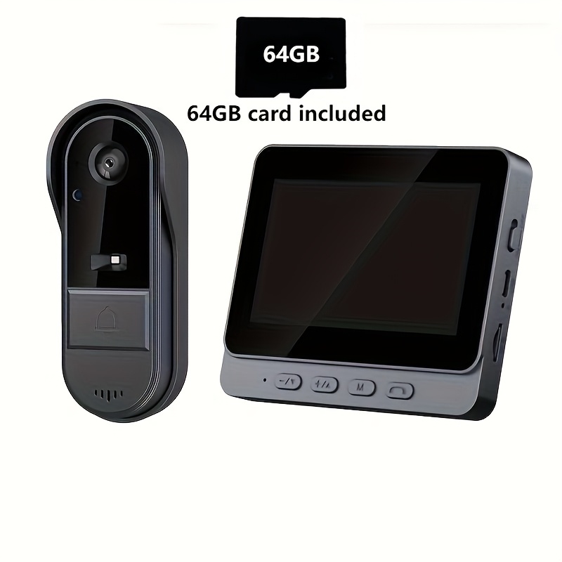 TEMU Video Doorbell, Wireless Doorbell Camera, Hd Video & 4.3 "display Live Monitor, Visual Doorbell, No Apps, No Network, Image And Video Recording,