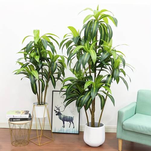 1pc, Artificial Dracaena Tree For Home Decor, Real Touch Large Faux Plant Fake Silk Floor Trees With Pot For Indoor Outdoor House Living Room Office
