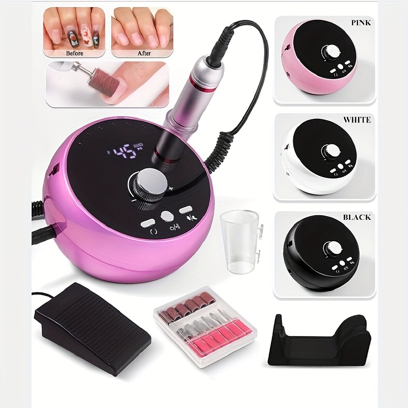 

Professional 45000rpm Electric Nail Drill Set - Brushless Motor Manicure & Pedicure Kit For Salon-quality Polishing, Shaping & Buffing - Includes Accessories
