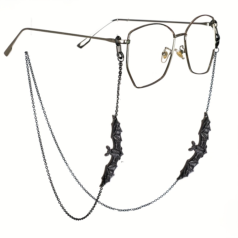 TEMU 1pc Glasses Chain - Y2k Gothic Eyewear Lanyard For , Halloween Eyeglass Strap Holder With Decorative Bats, Retro Fashion Accessory For Glasses ,