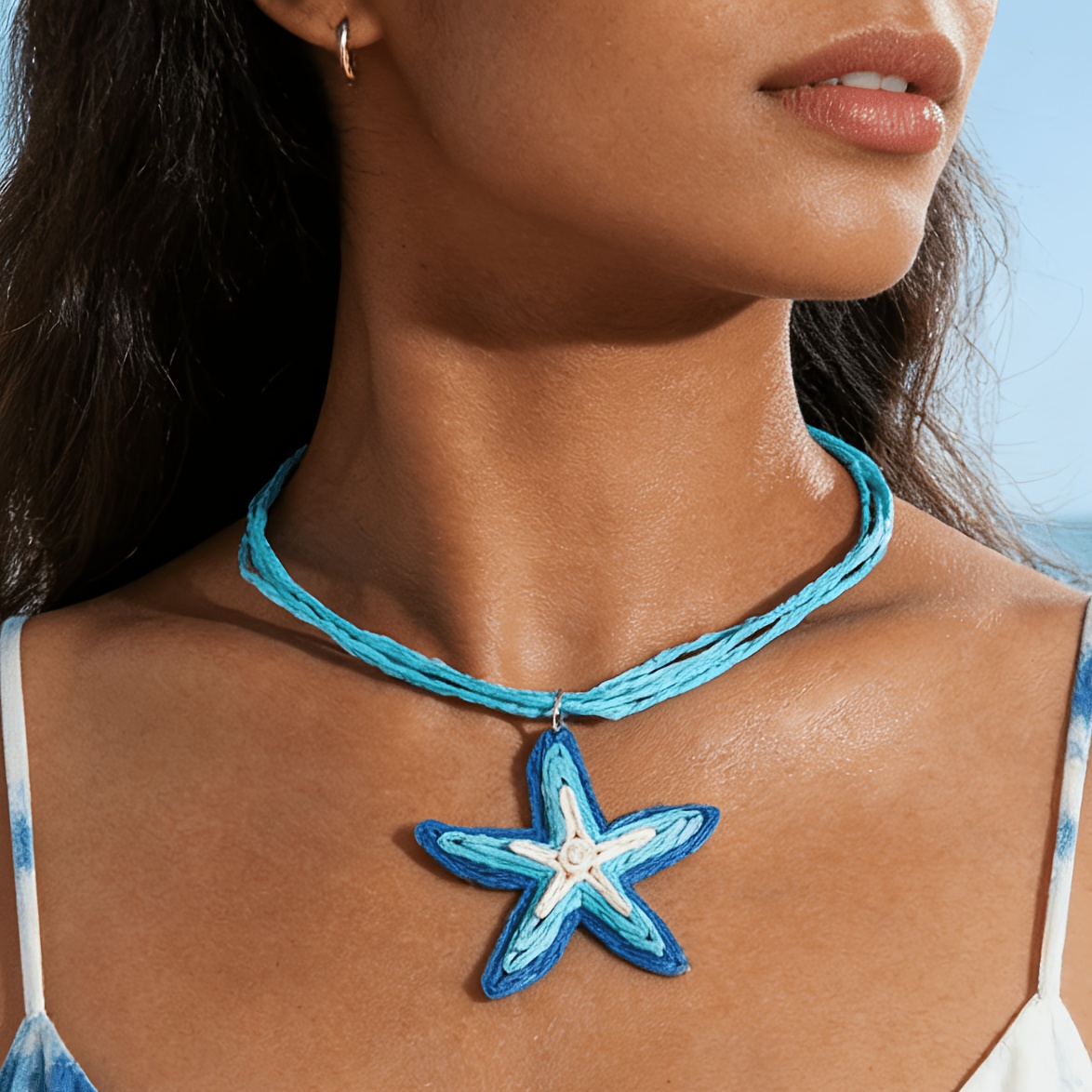 TEMU Collier ras du cou 1 pièce avec pendentif de mer dégradé sur le thème de l'océan, en , convient pour et les fêtes des femmes, un pour ,