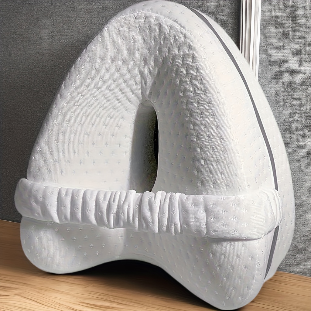 Image of 1pc Ergonomic Leg Pillow Designed For Side Sleepers, Made Of Memory Foam, Featuring A Strap For And A Removable, Washable Cover