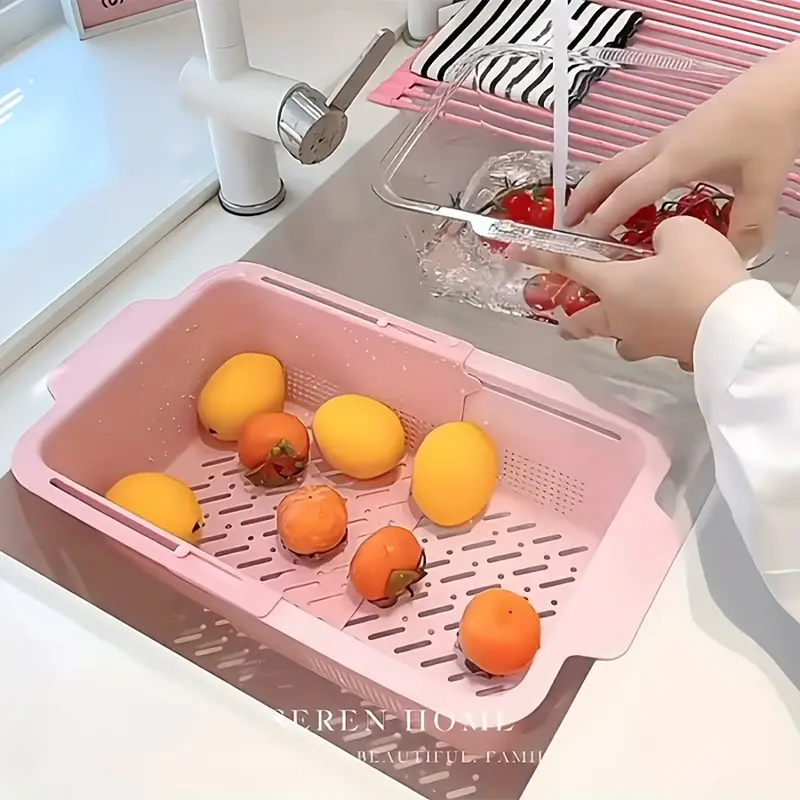 2pcs adjustable plastic sink filter basket expandable with handle kitchen drain rack durable dishwashing and waste filter solution for modern kitchens Product details 5