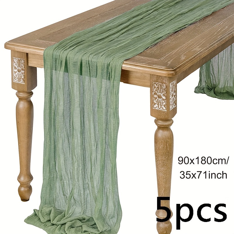 TEMU 5pcs Elegant Gauze Table Runners - Pleated & Polyester, Wedding, Bridal Shower, Birthday Party Decor, Centerpieces, Wedding Decorations