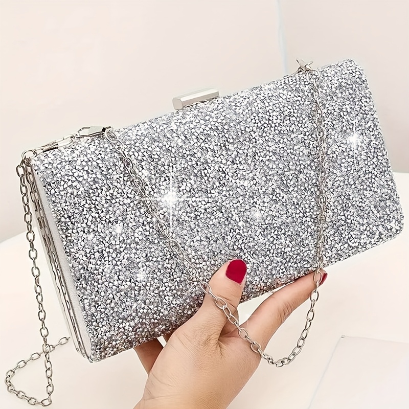 E-shop Elegante Abendtasche mit Strasssteinen, vielseitig für Partys und formelle Anlässe, mit einem Ketten-Umhängegurt