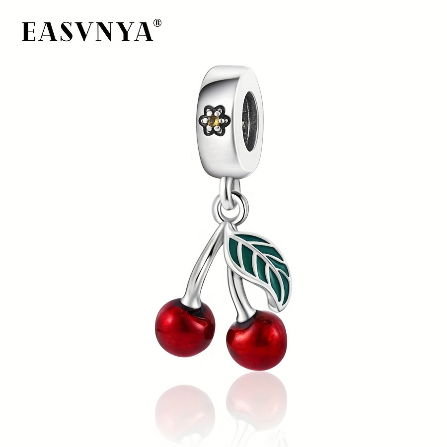 TEMU Easvnya 925 Silver Plated Cherry Pendant, Classic , Synthetic Zirconia, Copper , No Power Required, Ideal For & Gifting, Christmas Holiday Suitable, For All