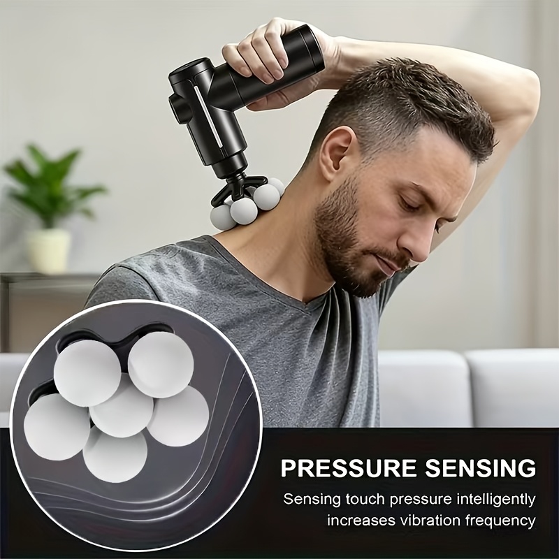 Pistol de Fascie Profesional cu Mai Multe Capete - Relaxare Musculară, Proiectat pentru Masaj Profund al Țesuturilor, Masajor Portabil USB Potrivit pentru Spate, Gât, Picioare, Brațe, Corp Inferior/Superior - Potrivit pentru Acasă/Birou, Utilizare de către Sportivi