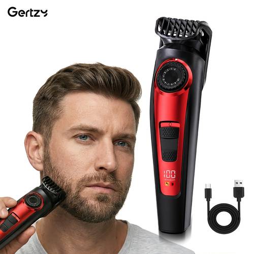 elektrische baardtrimmer voor heren, draadloze tondeuse voor mannen, oplaadbare snor- en haartrimmer, instelbare lengte-instellingen, digitaal display en usb-c, cadeaus voor mannen, echtgenoot of