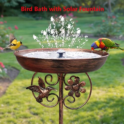 item picture an bath feeder with solar powered fountain rustic water feature for outdoor courtyard and garden decoration no electricity required attracts birds and a festive atmosphere ideal for party and wedding decorations