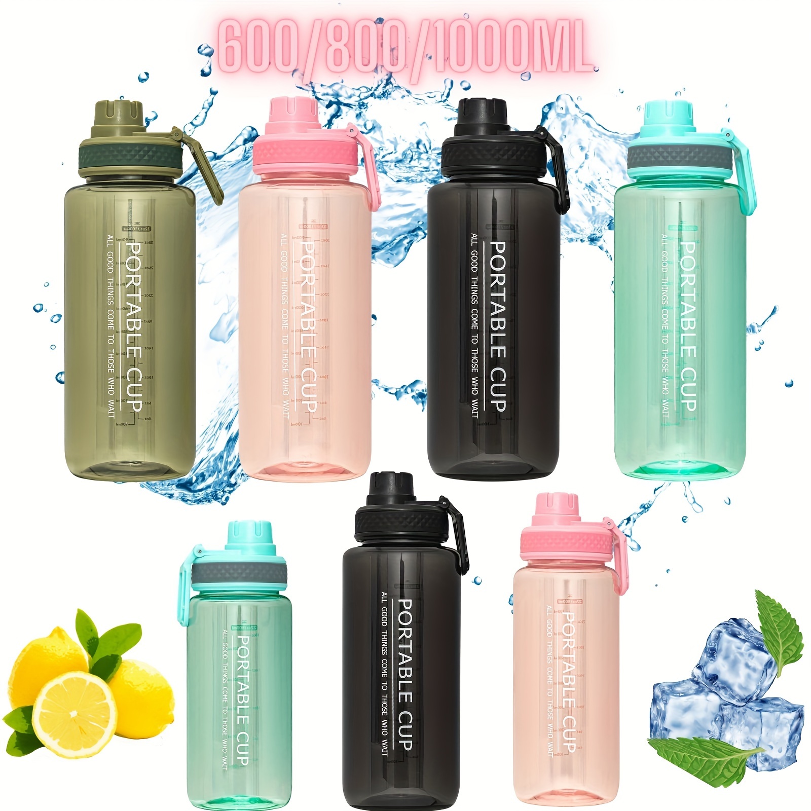 Botellas de agua deportivas plástico 6 colores botella de agua