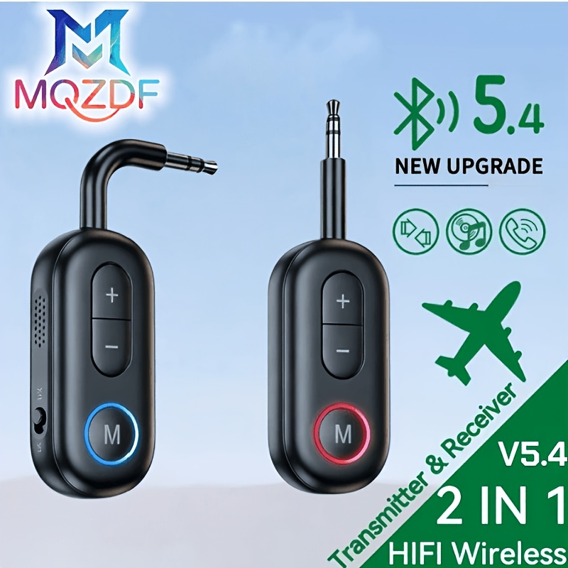 Image of Newly Upgraded 2-in-1 Bluetooth Audio Transmitter Receiver, 3.5mm Aux Stereo Music Wireless Adapter With Microphone, Suitable For Car Audio, Headphones, Airplanes, Tvs, Computers, And Speakers