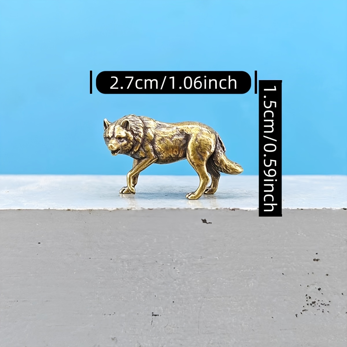 TEMU Brass Vintage Rustic Miniature Simulated Gray Wolf Model Bonsai Aquarium Sand Table Micro Landscape Decoration Figurine, Wolf Miniature Statue