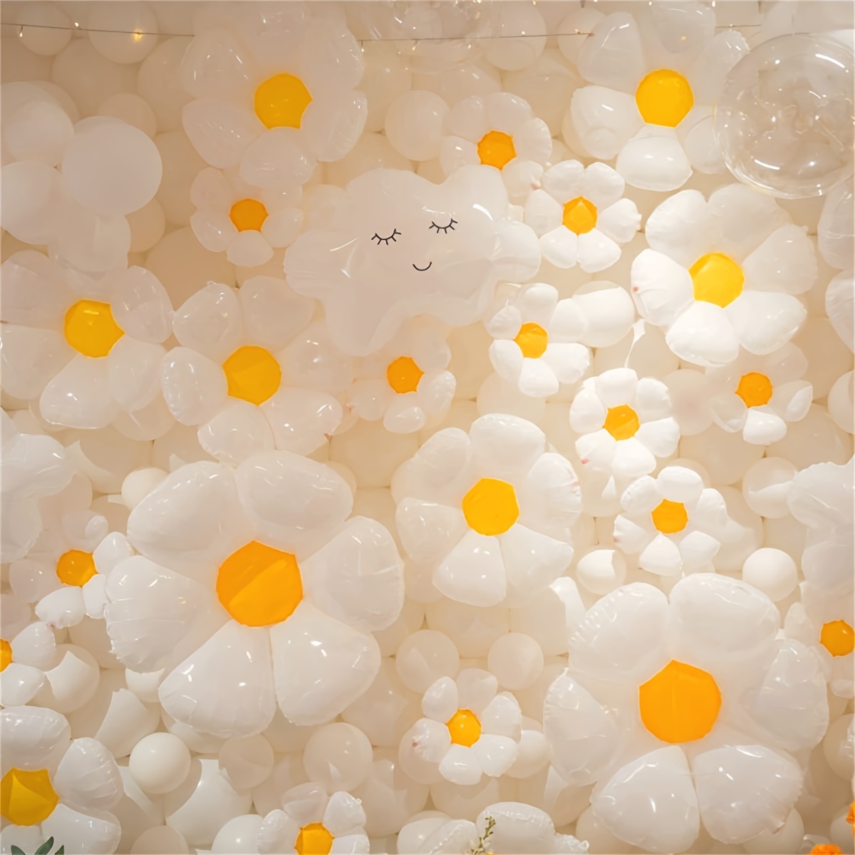 

12pcs/20pcs Daisy Balloons, Huge Bohemian White Flower Aluminum Foil Balloons Suitable For Birthdays, Bridal Showers, Weddings, Daisy Parties, Etc. Eid Al-adha Mubarak