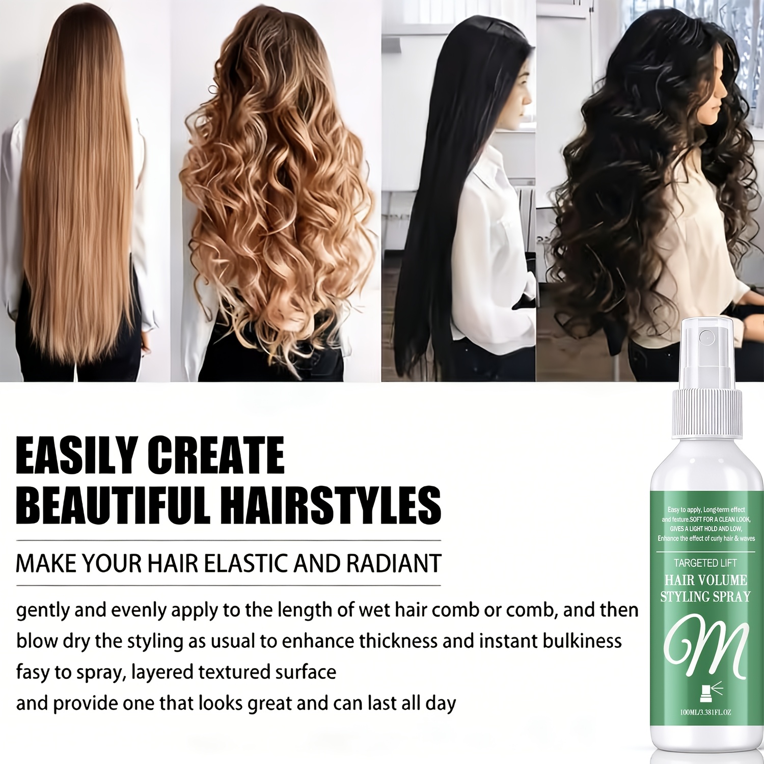 Hair Volume Styling Spray with Keratin & Oils