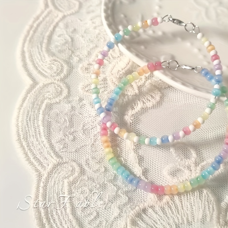 Rainbow Beaded Bracelet, Versatile Women's Accessory