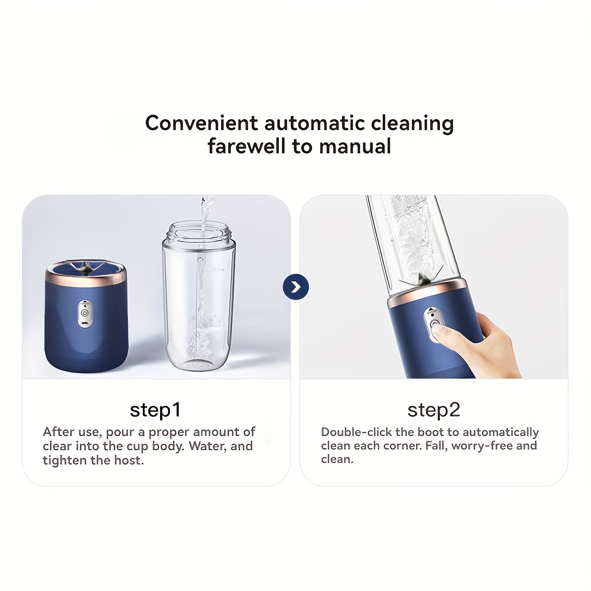 13 53oz portable electric juicer blender wireless rechargeable   mixer with   dual cup suitable for smoothies vegetables and fruits button control usb c charging food grade abs material non heating 1500mah battery Product details 6