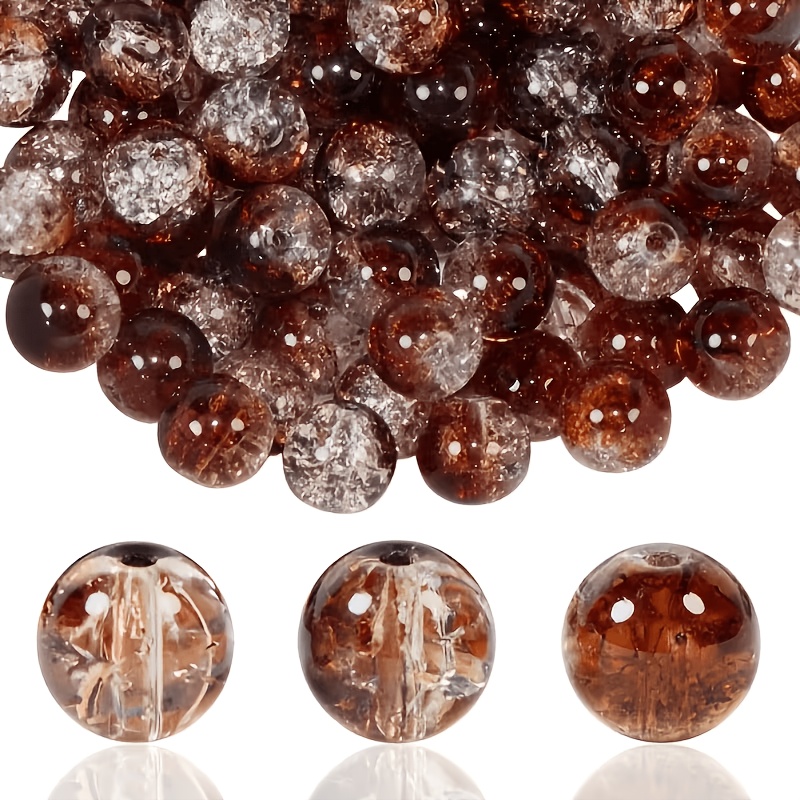 TEMU Perline di vetro crepato da 8 mm, 129 pezzi di perline di vetro multicolore opzionale per di gioielli, perline crepate multicolore con texture