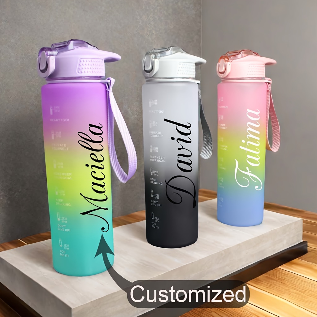 

Customizable Gradient Frosted Water Bottle With Straw - Leakproof, Portable Sports Cup For Office, School, Camping & Cycling