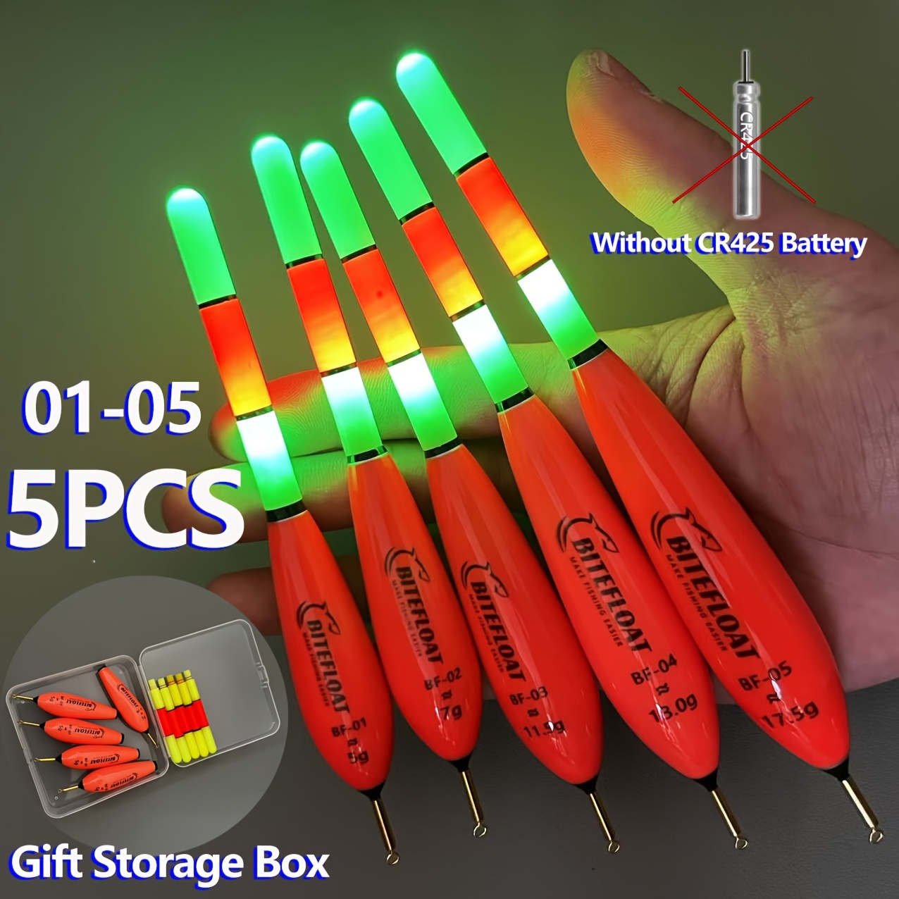 E-shop 5-teiliges -Elektronik-Float-Set mit Leuchtenden Schwimmern, Batterien nicht enthalten, inklusive Aufbewahrungsbox, Tag- Nachtgebrauch,