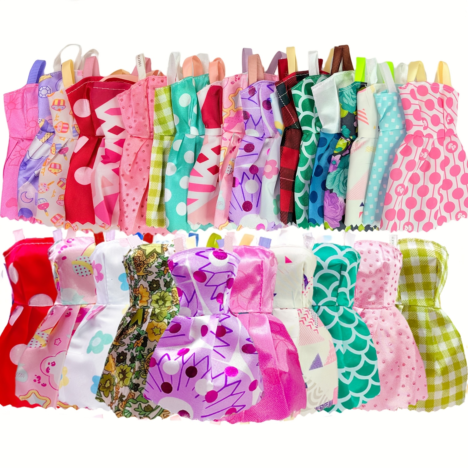 Image of 10pcs Suitable For 11.8-inch Doll Fashion Clothing, Dress Party Wedding Dress 30cm Doll Slip Dress Christmas Holiday Gift (doll Not Included, Clothing Patterns Are Random)