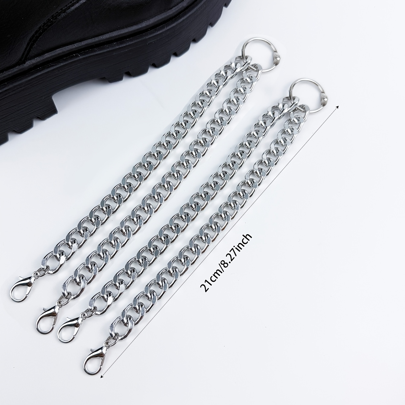 2 rock style boot decorative chains shoe accessories punk - Temu