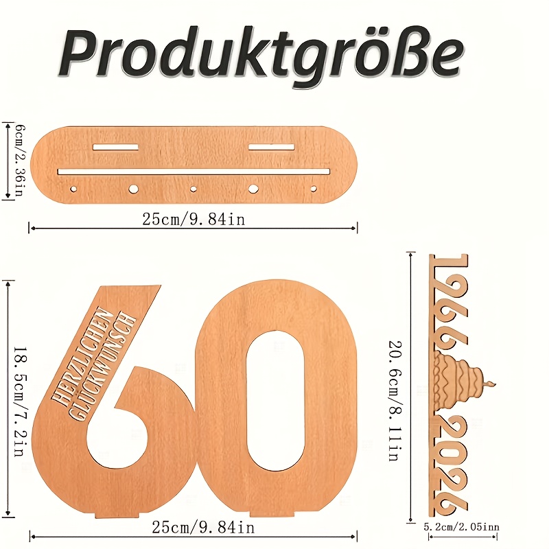 Image of 2026 Original 60th Birthday Gift, Unisex - 60th Diamond Wedding Anniversary - 60th Birthday Gift - Wooden Message Board - 60th Birthday Decorations (light String Not Included)
