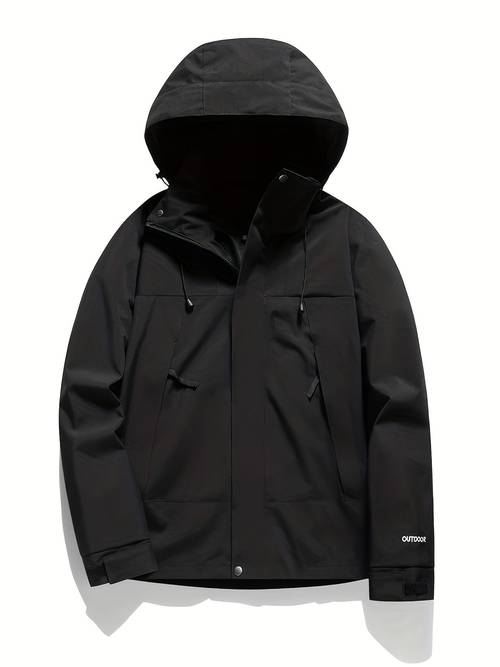 chaqueta con capucha resistente con bloques de color para hombre, ideal para senderismo , camping, de y otoño.