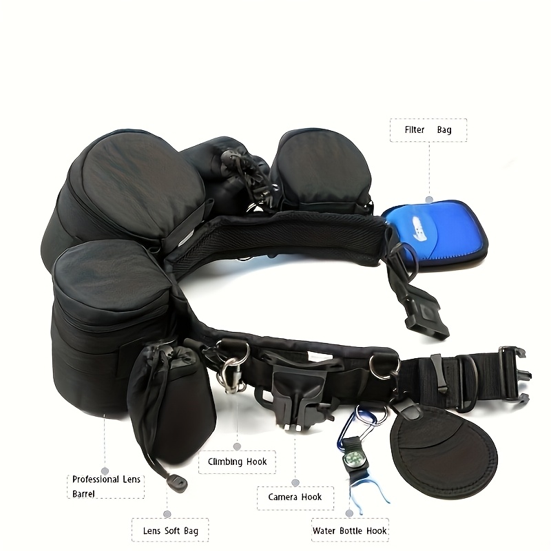 TEMU Bandoulière professionnelle pour appareil photo reflex numérique avec amortissement anti-vibration et anti-choc, tension réglable - Harnais de
