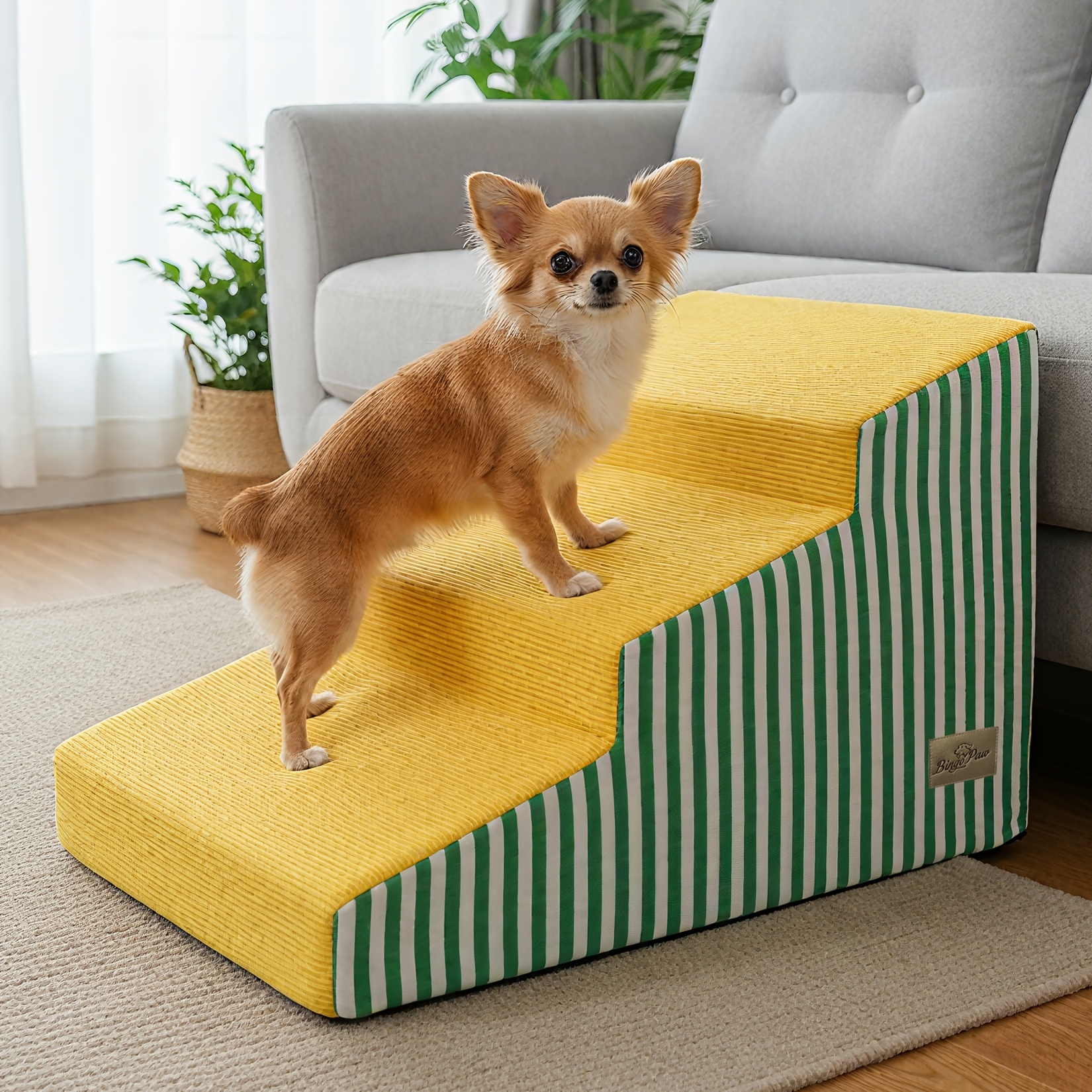 TEMU 3/4/ Dog Stairs And Ramp: High-density Sponge Dog Stairs For High Beds And Couch With Detachable Cover Non-slip Pet Ramp Stairs Dog Ramp For