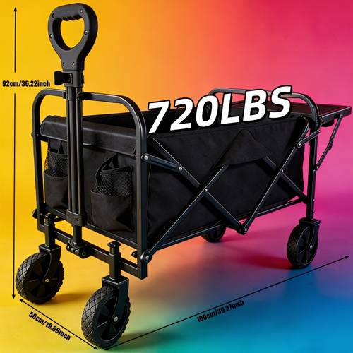 high capacity folding cart all terrain wheels large capacity ideal for camping picnics garden work shopping reinforced frame for and portability essential for multi