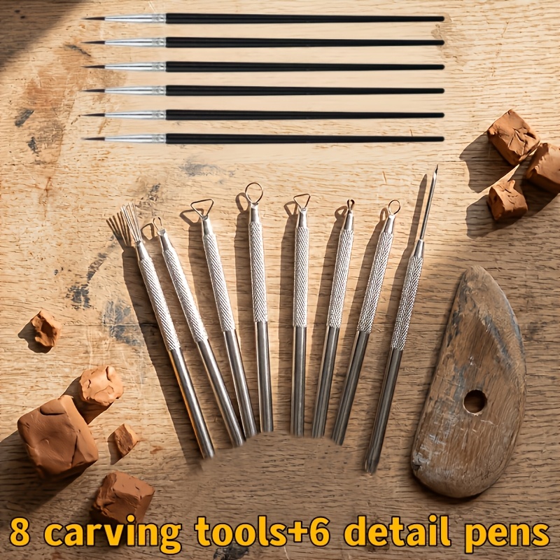 TEMU Un ensemble d'outils et de pinceaux de sculpture en aluminium professionnel, utilisés pour le plastification, la sculpture du métal, la poterie,