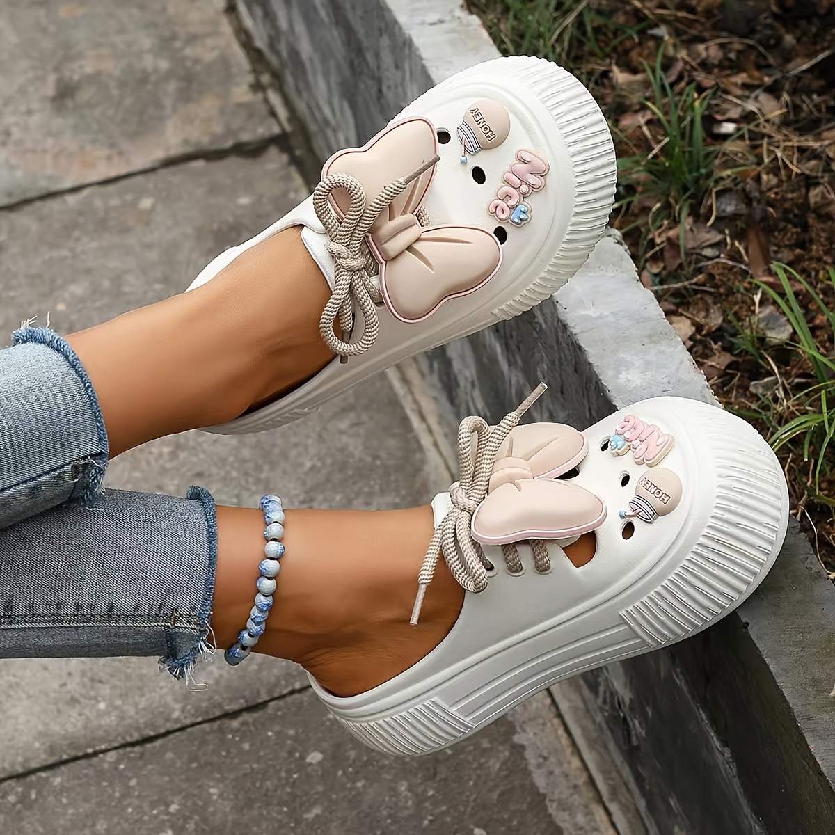 Perfect for Easter Gifts, Essential for Parties, 2025 Summer New Arrival, Japanese and Korean Style Slip-On Non-Slip Women's Sandals with Bow Detailing, Thick Sole Elasticity, Lightweight Breathable, Suitable for Home, Outdoor, Office, and Gatherings