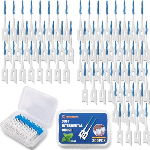200pcs floss interdental brush cleaners single oral health brush orthodontic dental toothbrush braces cleaning toothbrush for teeth detail cleaning