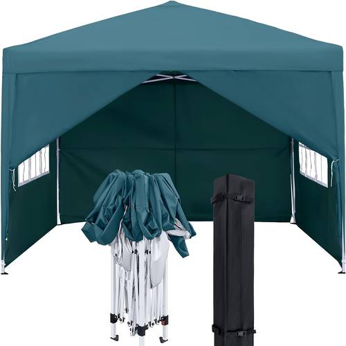 6 25 up gazebo foldable party shelter with 2 detachable panels windows and carry bag suitable for beach parties holiday camping events markets etc white gray green