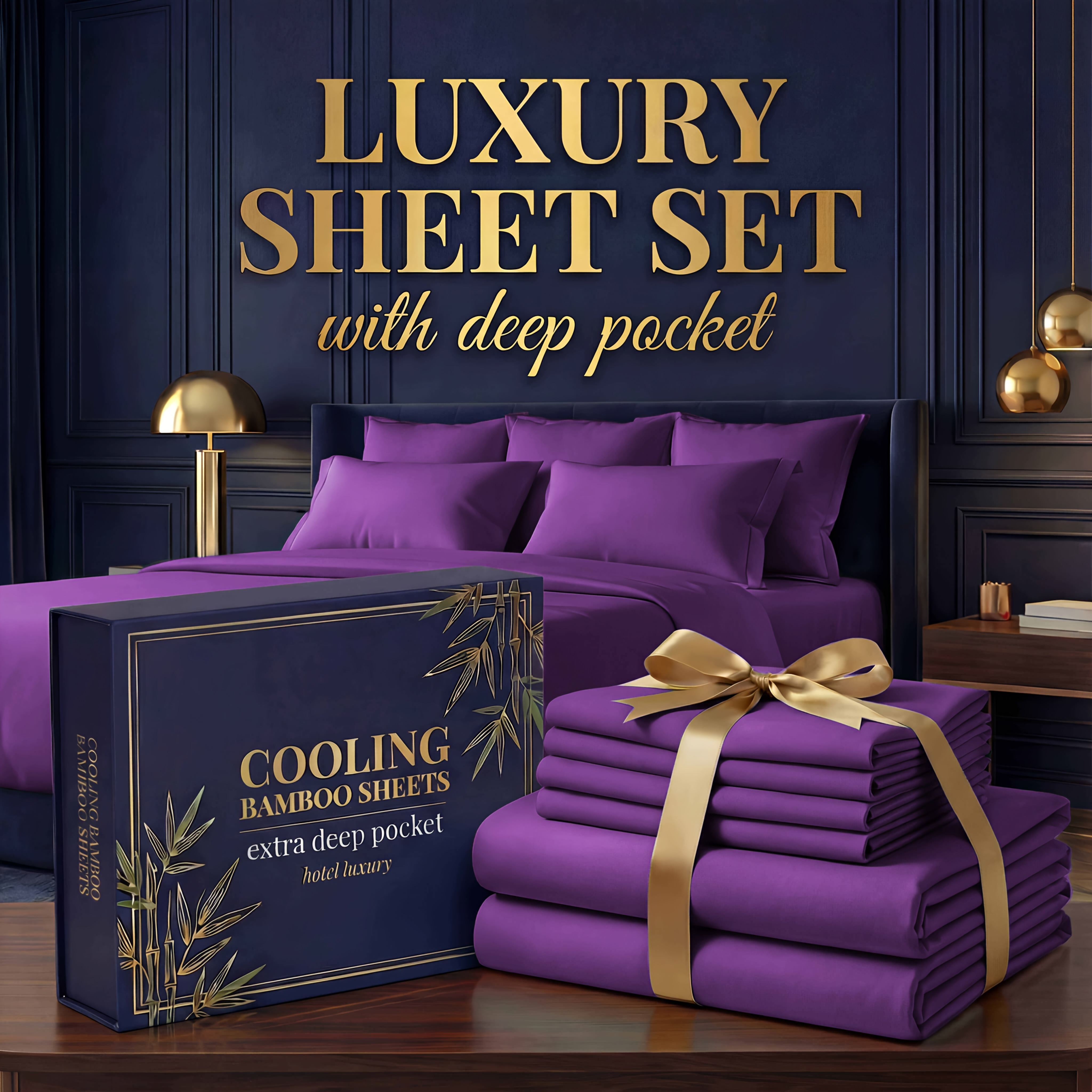 TEMU 3pcs/ 4pcs Bamboo Cooling Bed Sheet Set -14"deep Pocket, Shrink-resistant, Fade-resistant, Skin-friendly Bedding Set With 1or2 Pillowcases, 1