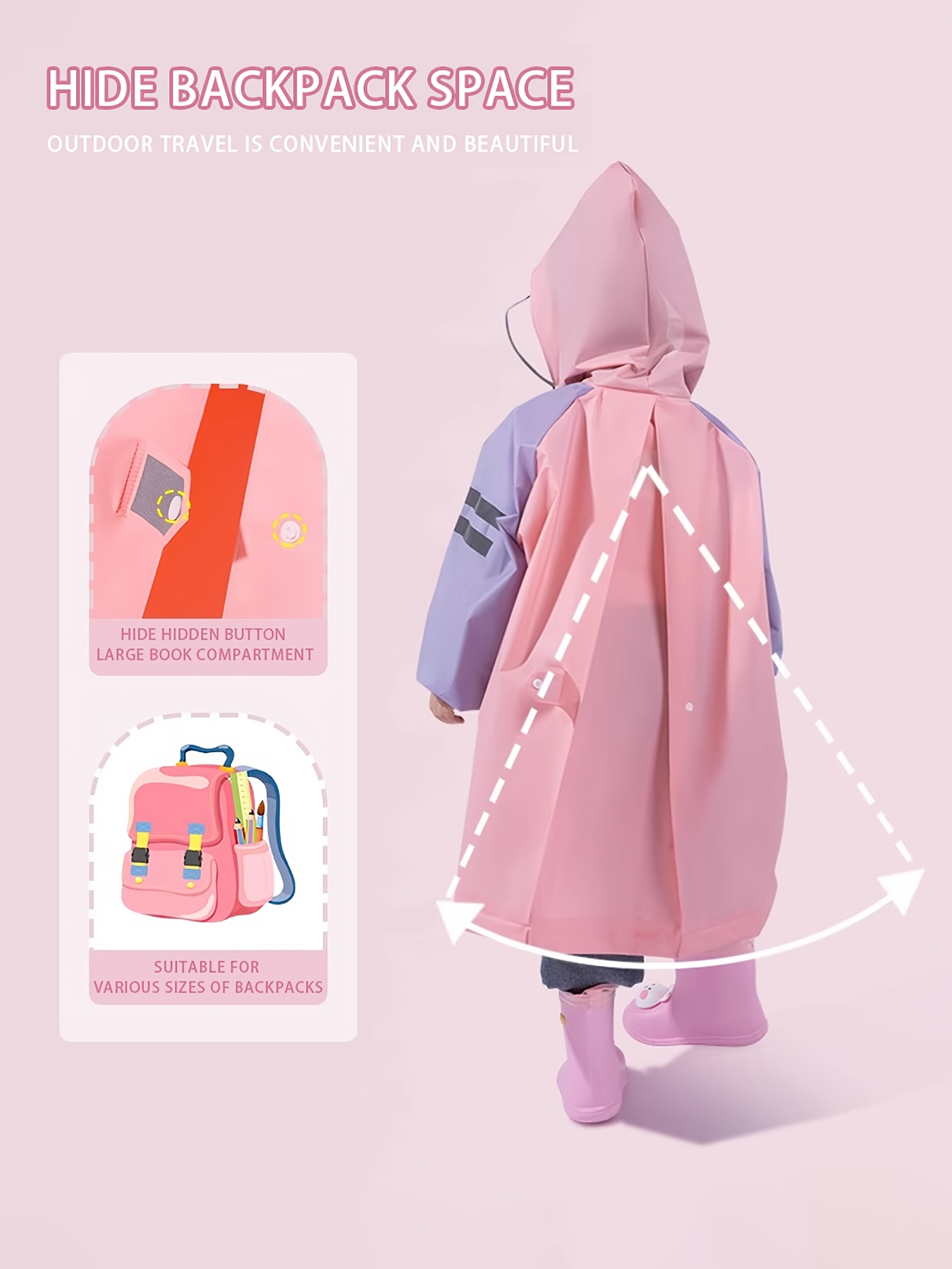 fold kids raincoat rain poncho cute Temu United Kingdom - Main Image