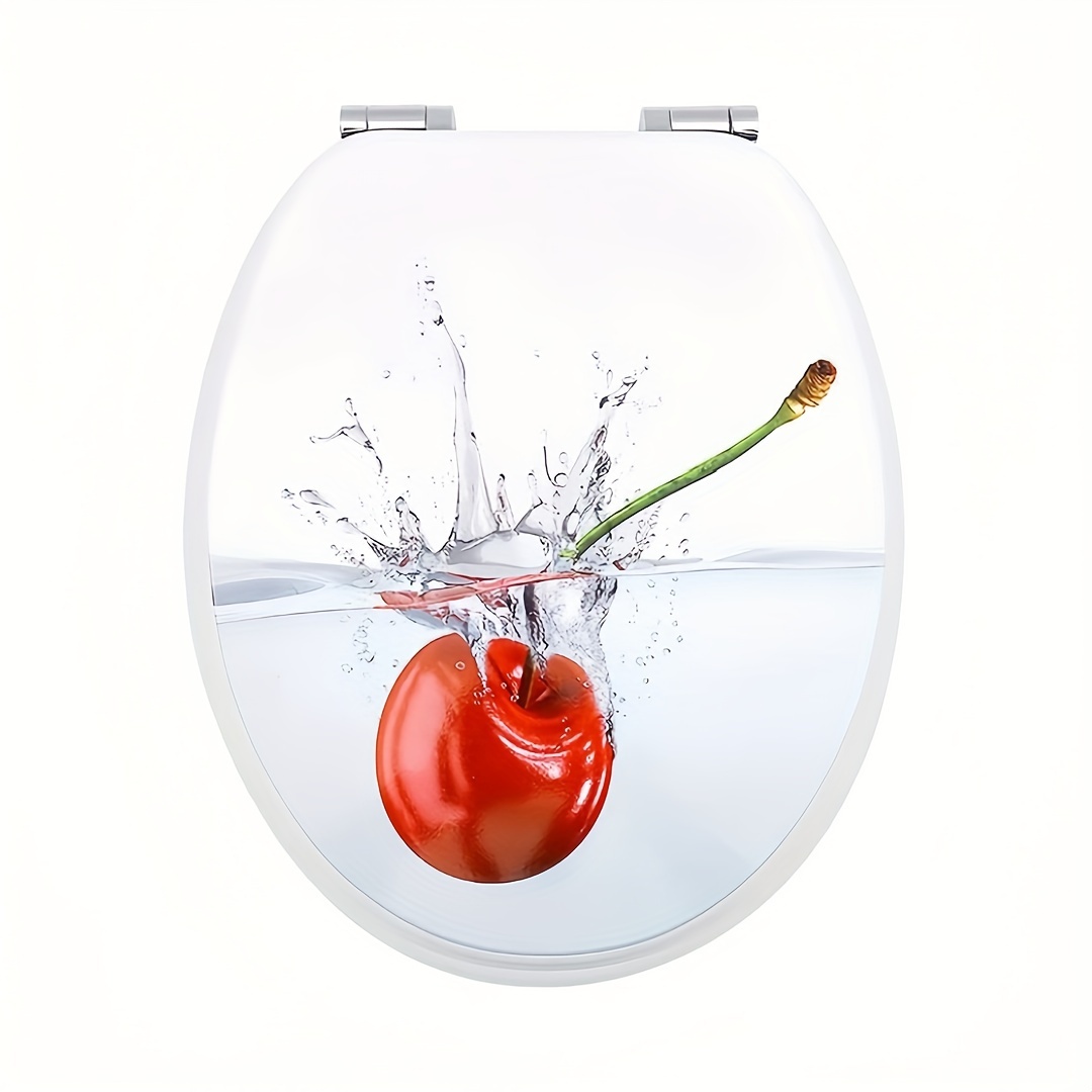 Image of Durable Toilet Seat With Automatic Lowering Feature, Mdf , Hinges, Toilet Seat