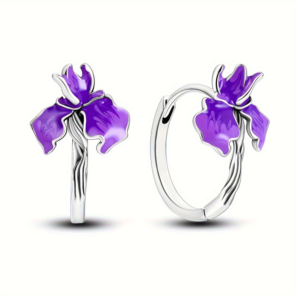 TEMU Elegant And Hypoallergenic Oil Iris Ladies' Earrings Made Of High-quality 925 Sterling Silver, Weighing 3 Grams, Perfect As A Jewelry Gift.
