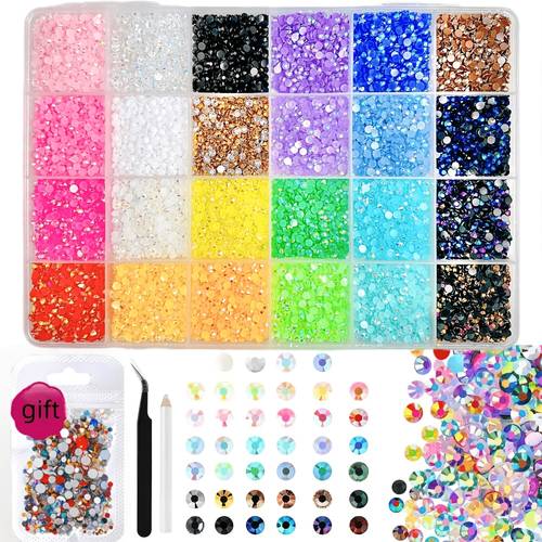 Of 24-grid AB Flat-bottomed Nail Art Accessories, Simple Nail Decorations, Handmade Matching Accessories Materials DIY