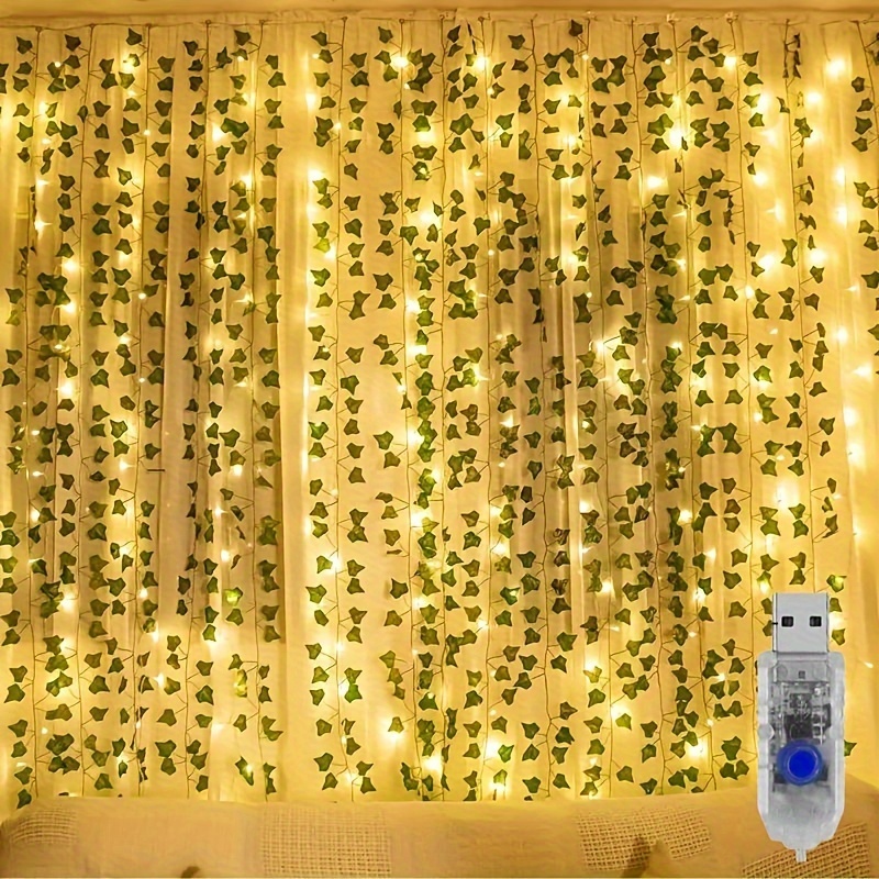 

1pc, Led Curtain , Artificial Ivy 3x1m/9.84x3.28ft Fake Ivy Fake Plants Vine Hanging Ivy For Curtain Christmas Decor