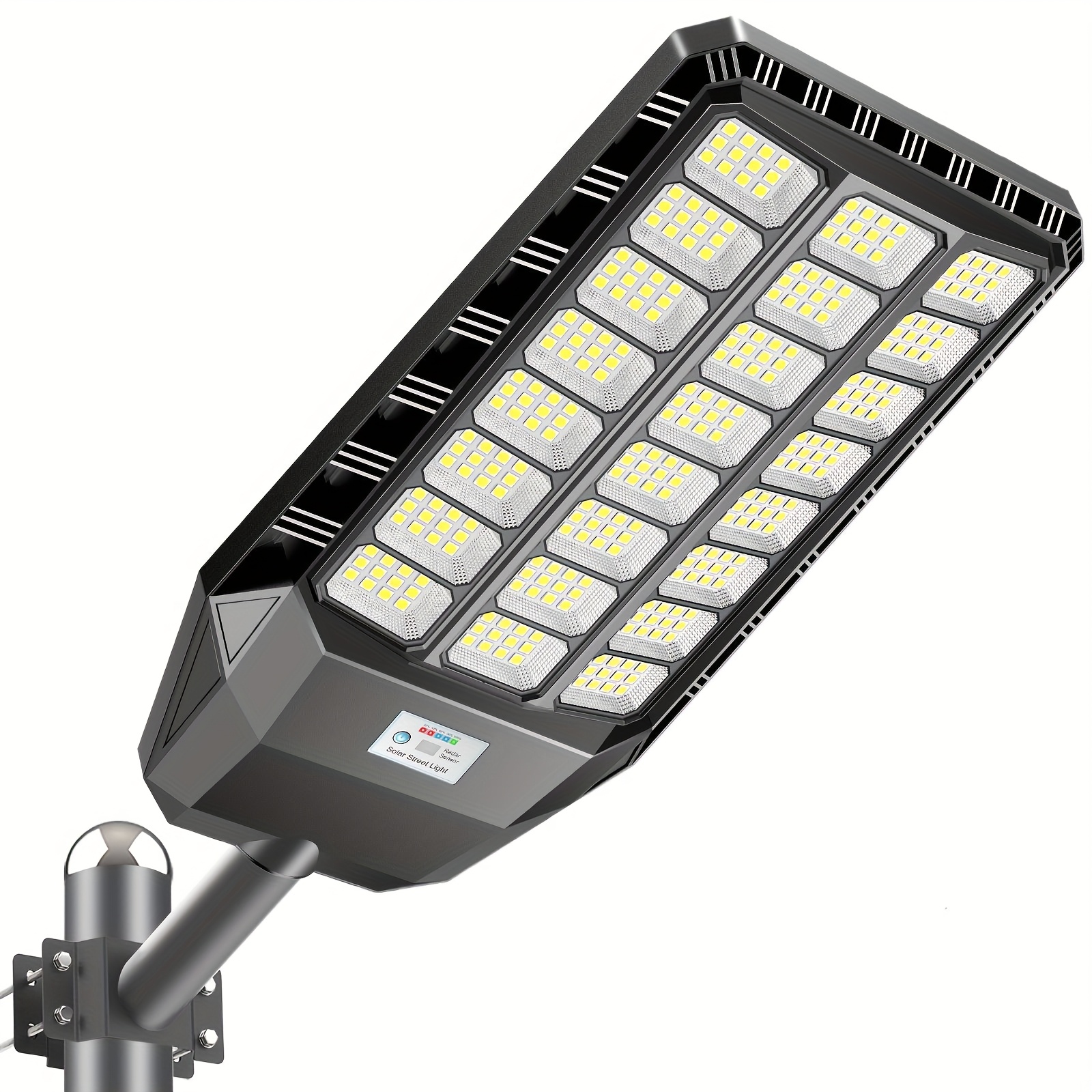 Adewalk Oversized Solar Street Lights, 6500k Led (12×24 Bulbs), Long , Remote Control, Abs Black Housing, , Abs Housing - Perfect For Outdoor Yard, Street