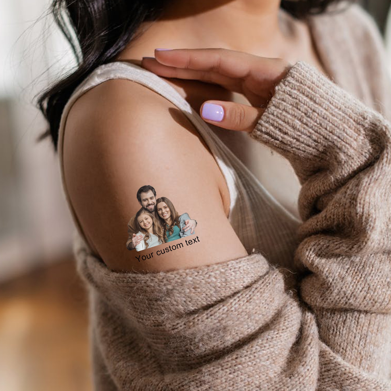 TEMU 21pcs Custom Temporary Tattoo Stickers In 2 Sizes, Offering Personalized Designs Such As Portraits, Pet Portraits, Self- Logos, Self- Phrases,