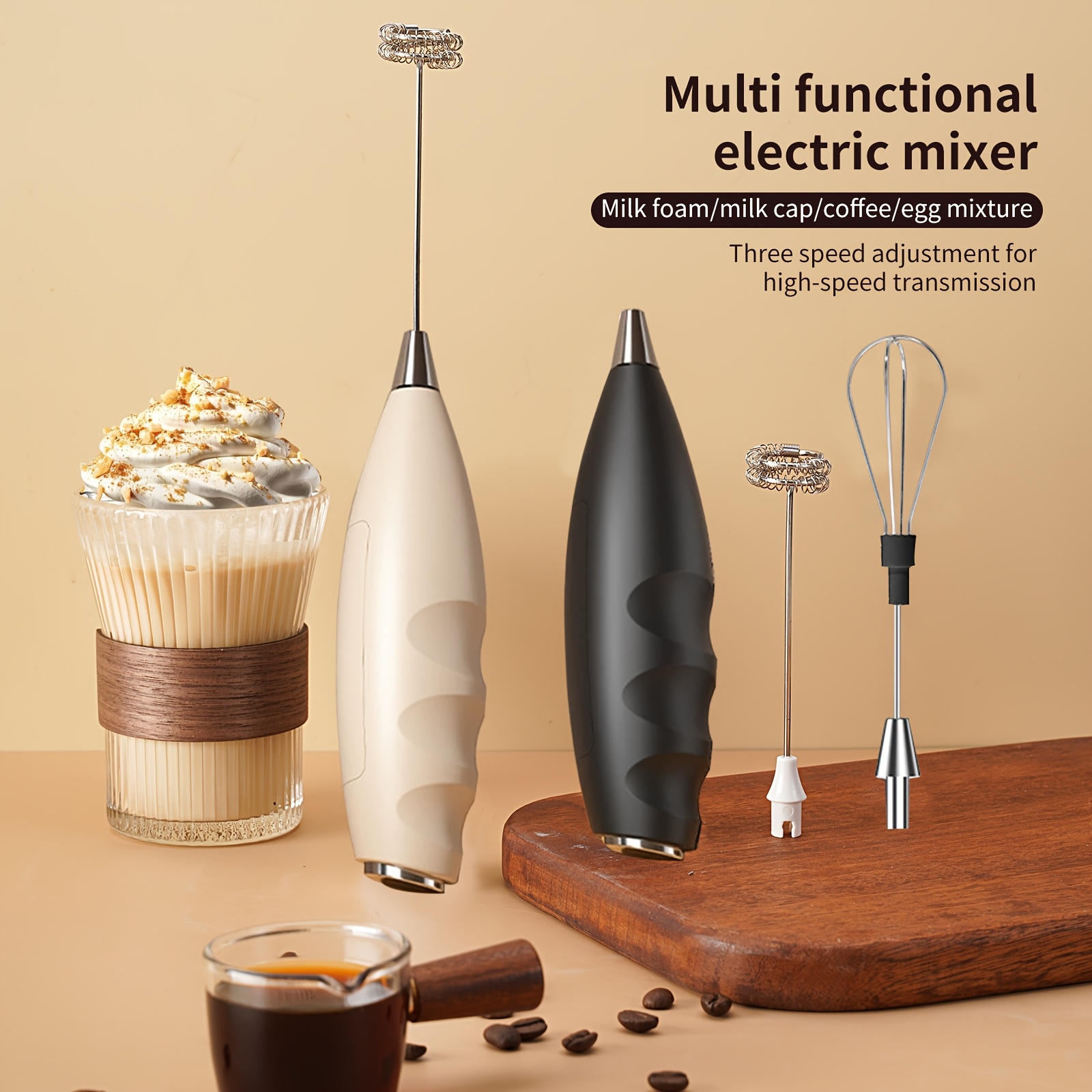 handheld electric milk frother 2 whisk heads stainless steel material battery powered batteries not included suitable for   cappuccino   foam