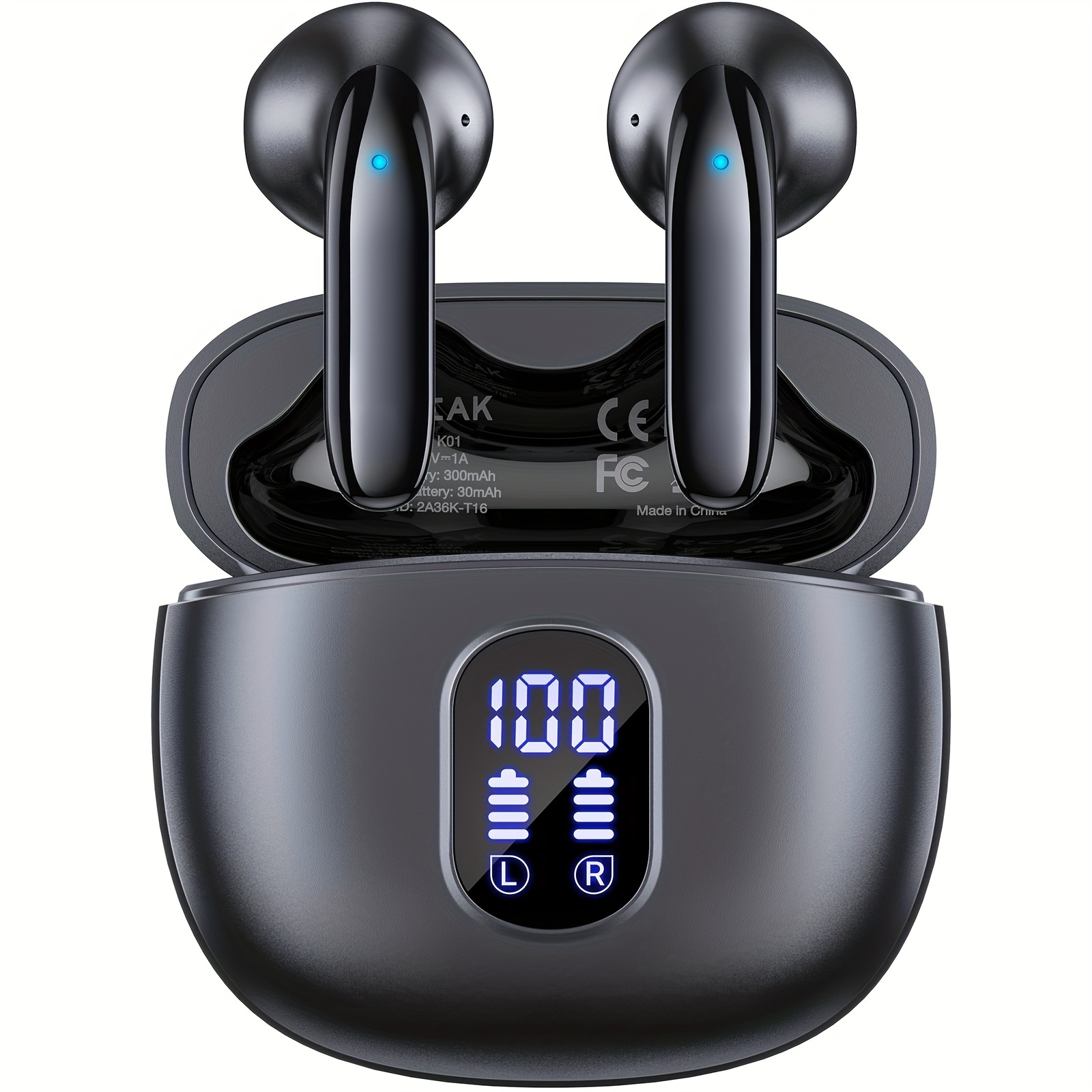 Image of Wireless Earbuds Bt 5.3 Headphones Hifi Stereo In-ear Ear Buds 40 Hours With Display Touch Control Earphones For Tv Cell Phone Computer Laptop Sports