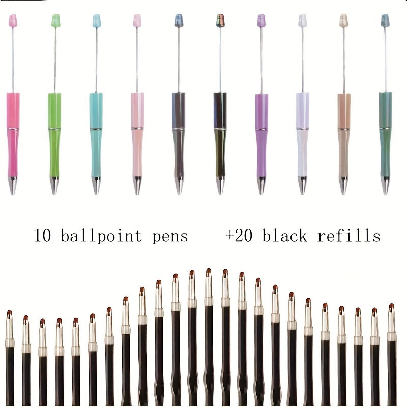 30pcs Combined Set Of Colorful Plated Beaded Pens, With Black Ink, Suitable As Gifts For And Teachers, School Office Stationery, And Ideal For Graduation Season